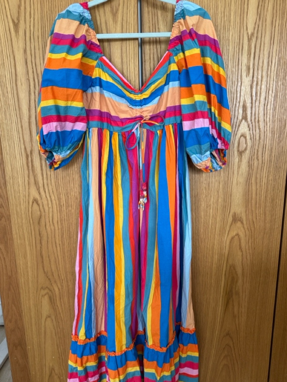 Farm Rio Striped Scarves Multicolor Maxi Dress - Medium